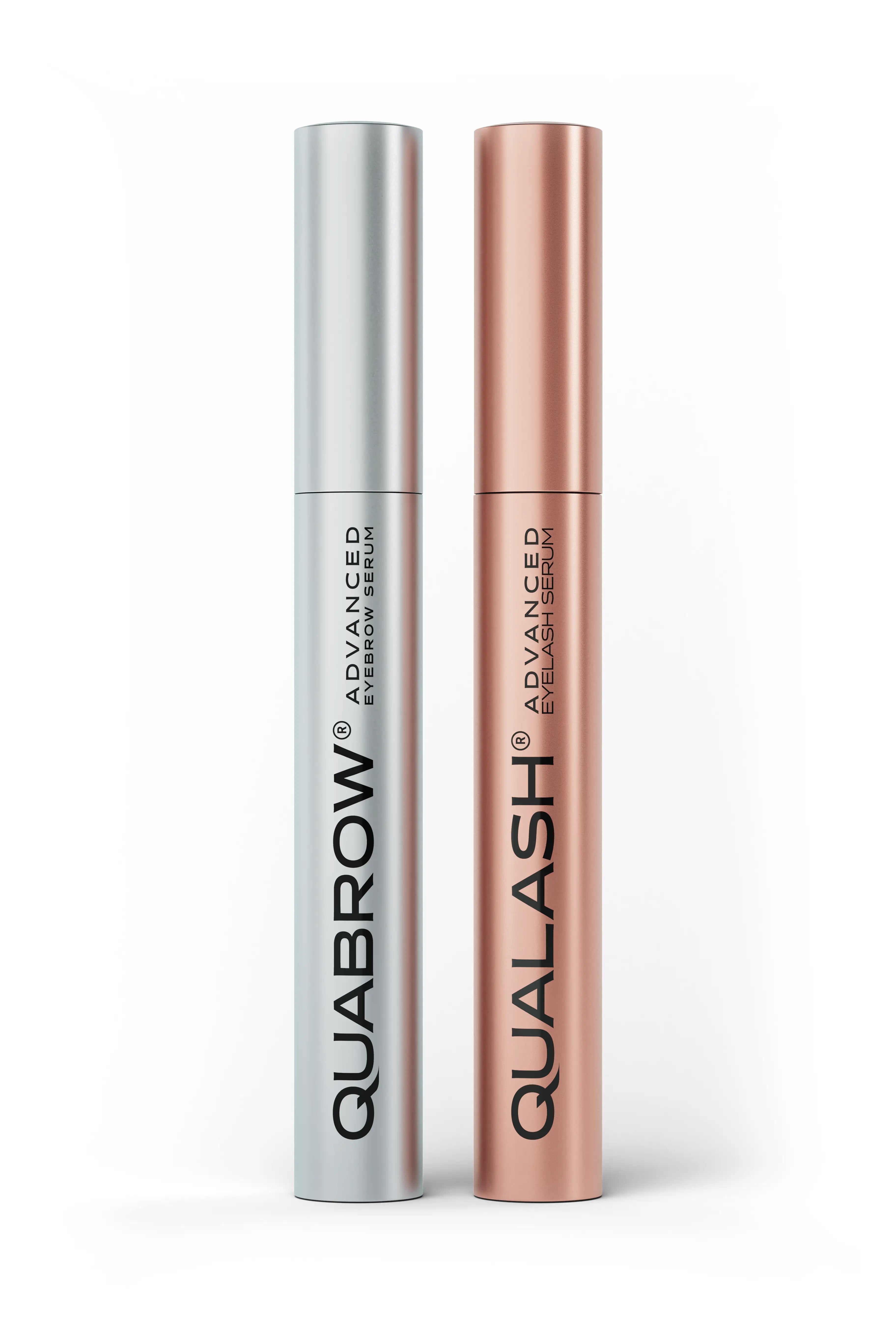 QUALASH® and QUABROW® Advanced Serums Duo Set – eyebrow and eyelash care 2-in-1 in rose gold and silver packaging